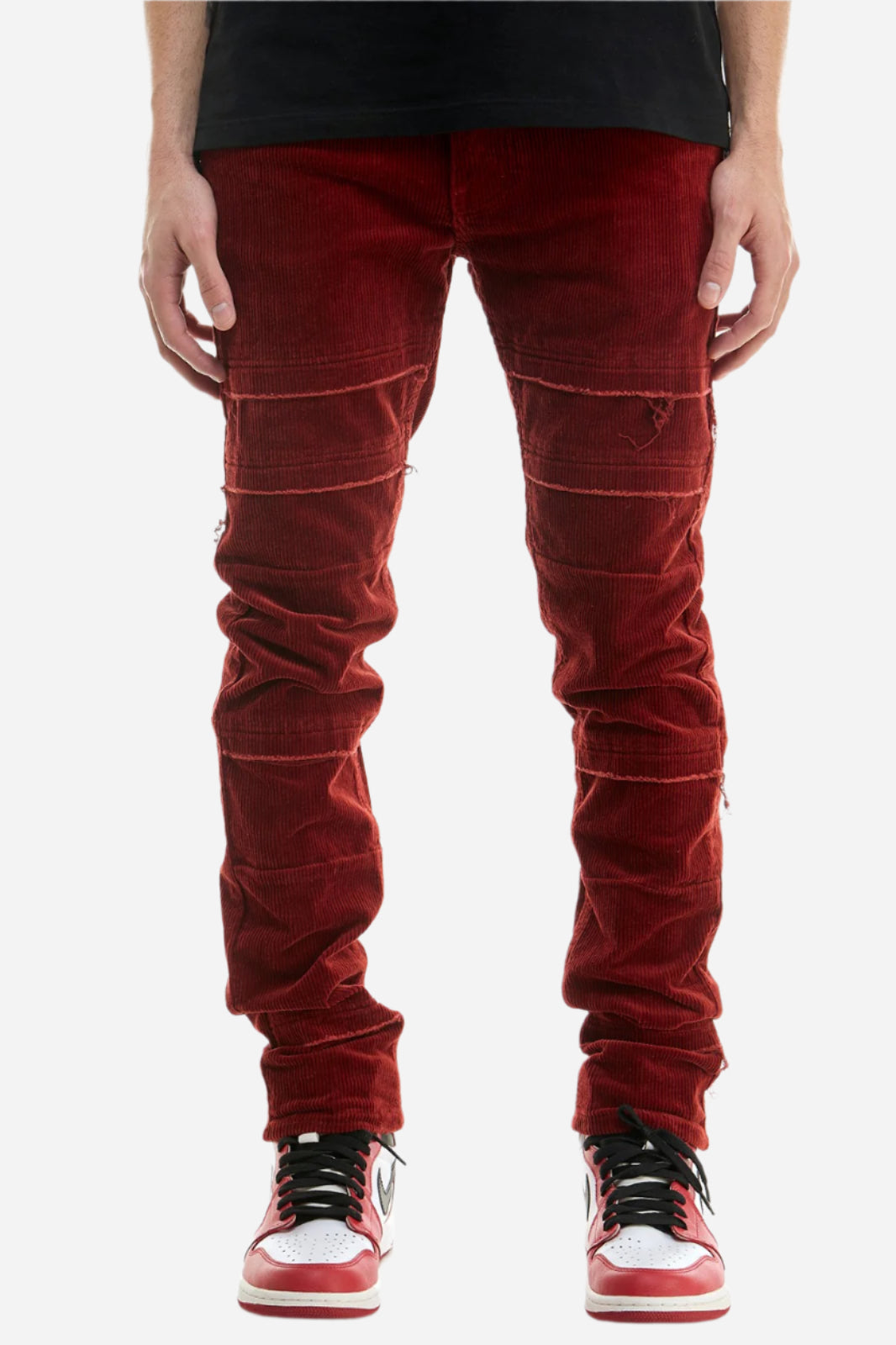 Burgundy Corduroy Layered Pants