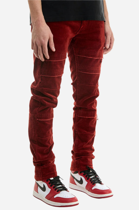 Burgundy Corduroy Layered Pants