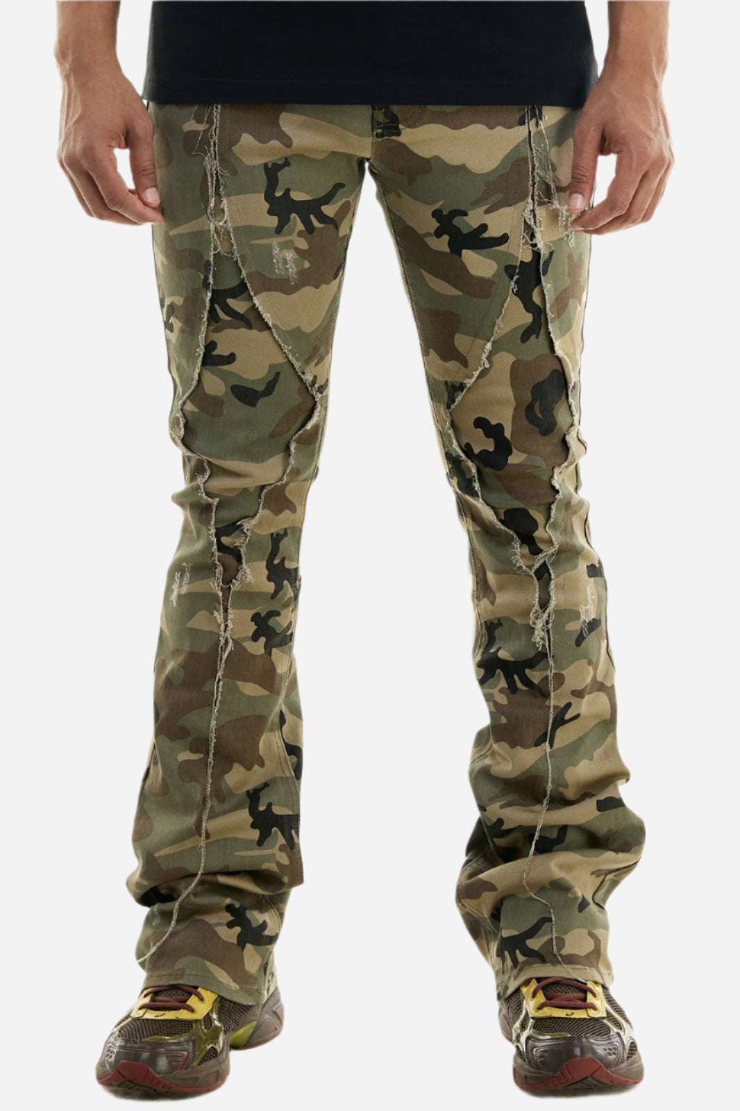 Khaki Stacked Flare Fit