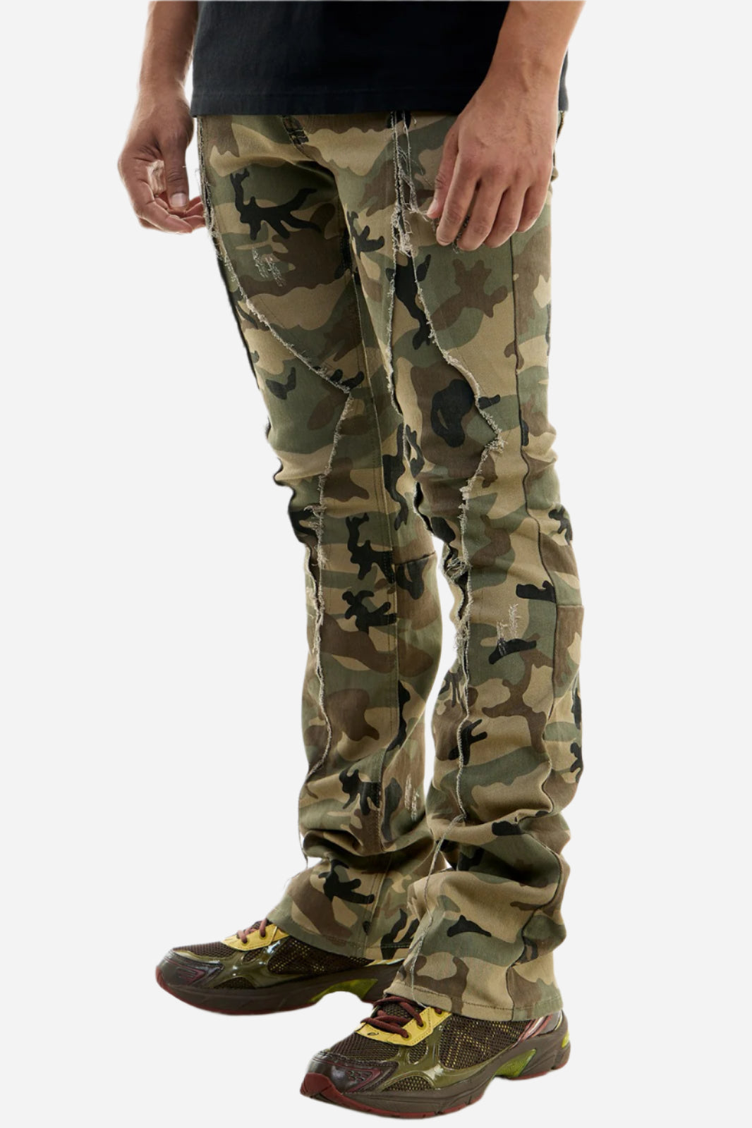 Camo(Khaki) Diamond Skinny Flare Pant -  Khaki Stacked Flare Fit