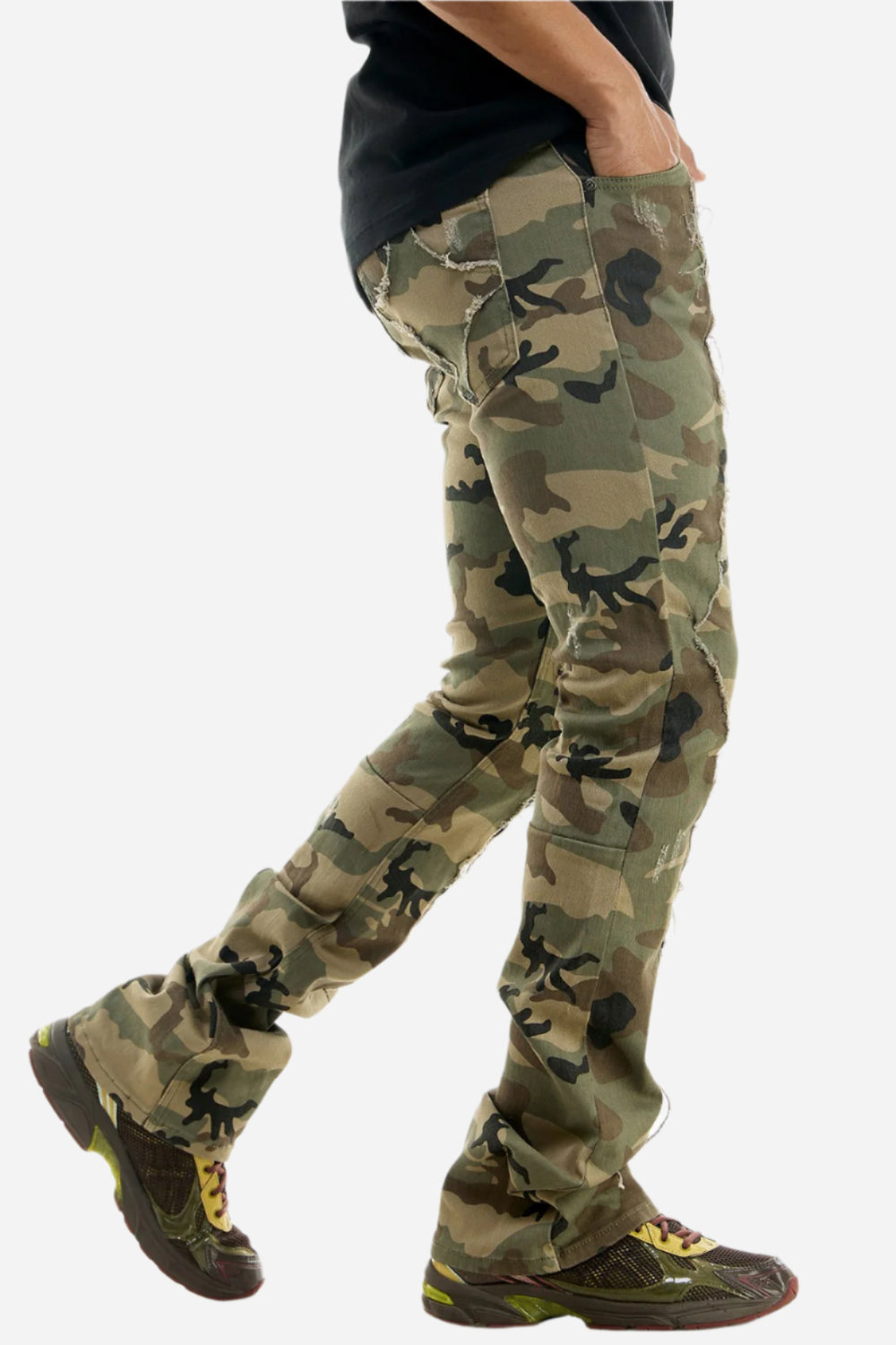 Camo(Khaki) Diamond Skinny Flare Pant -  Khaki Stacked Flare Fit