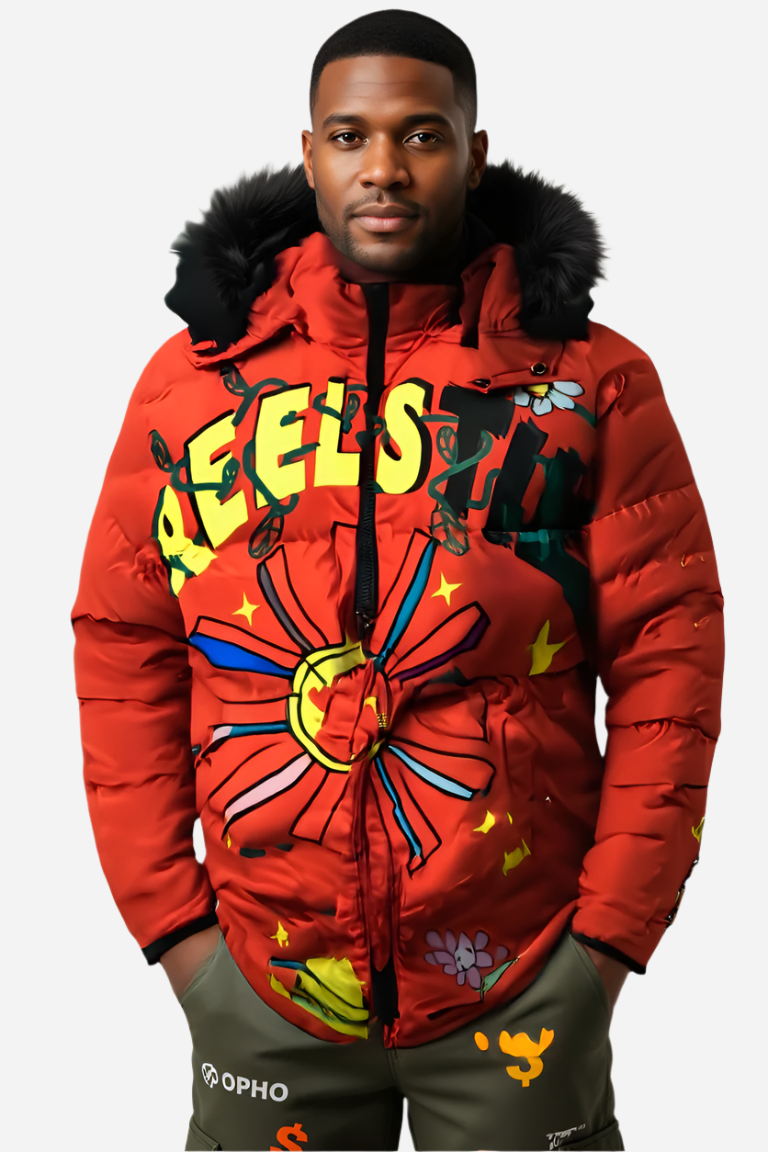 FEEIST Red Puffer Jacket