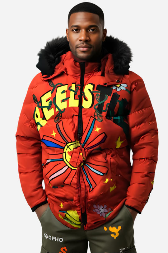 FEEIST Red Puffer Jacket