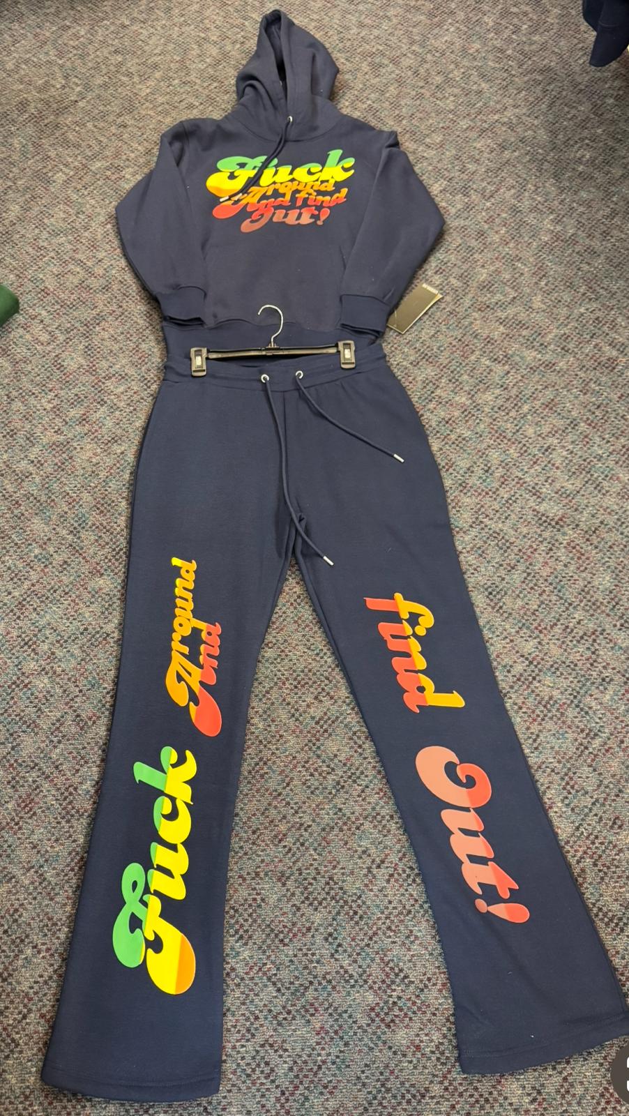 "F*ck Around & Find Out" Gradient Streetwear Tracksuit - Blue