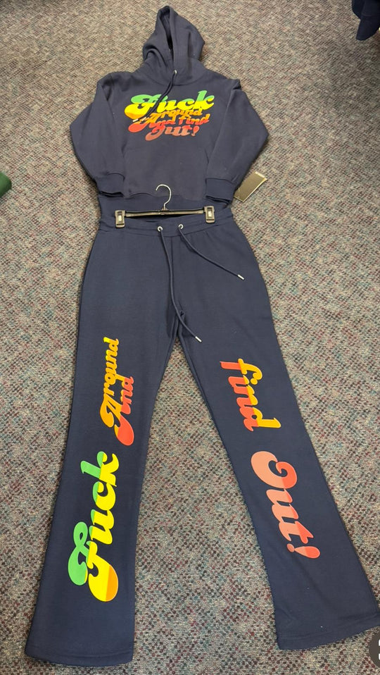 "F*ck Around & Find Out" Gradient Streetwear Tracksuit - Blue