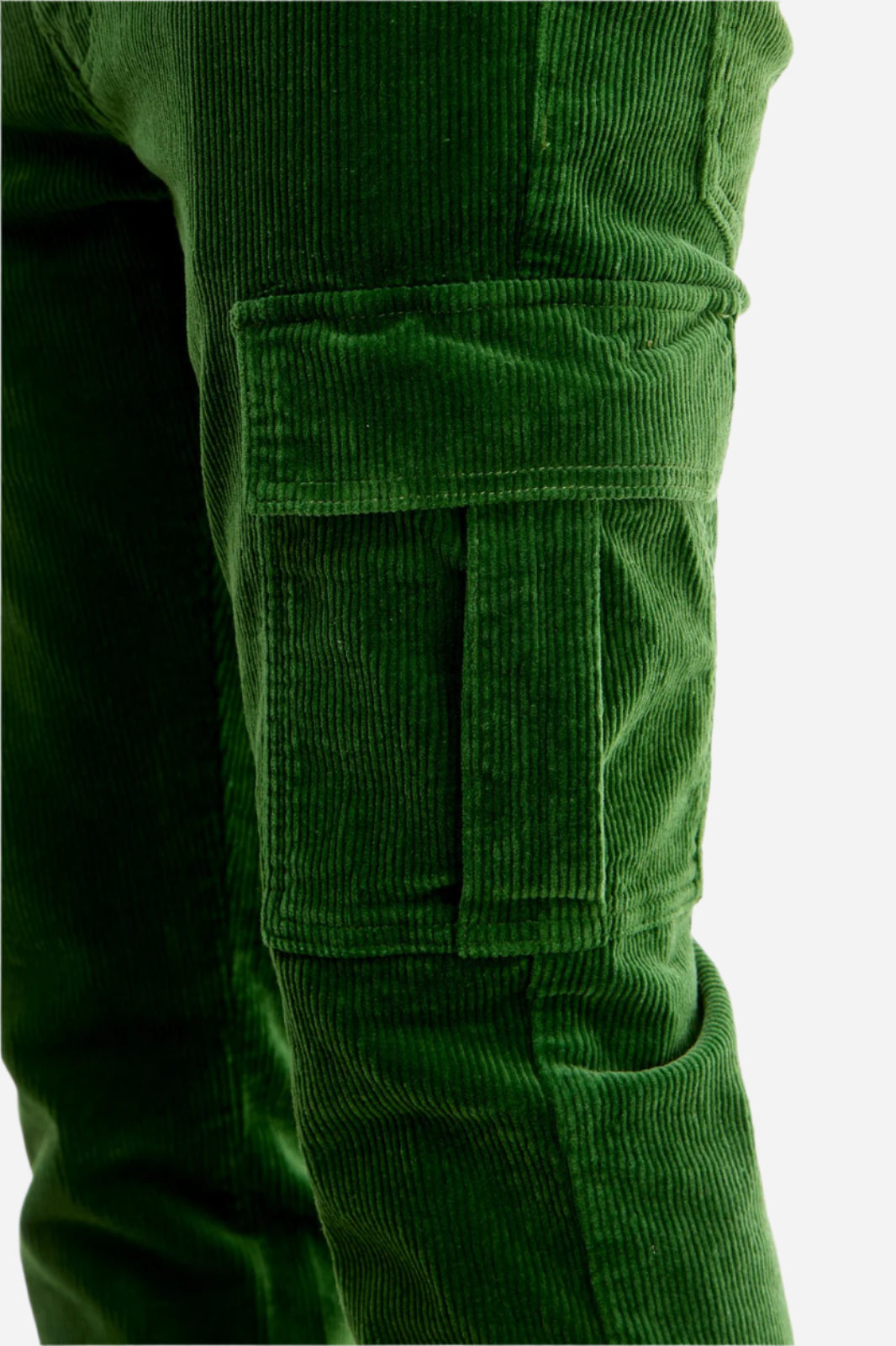 Green Corduroy Cargo Skinny Flare Pants - Skinny Flare Fit