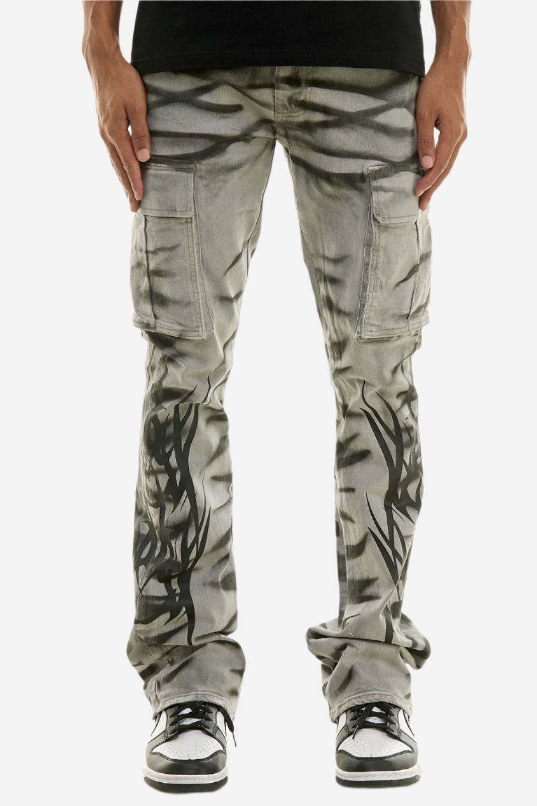 Grey Tribal Cargo Jeans