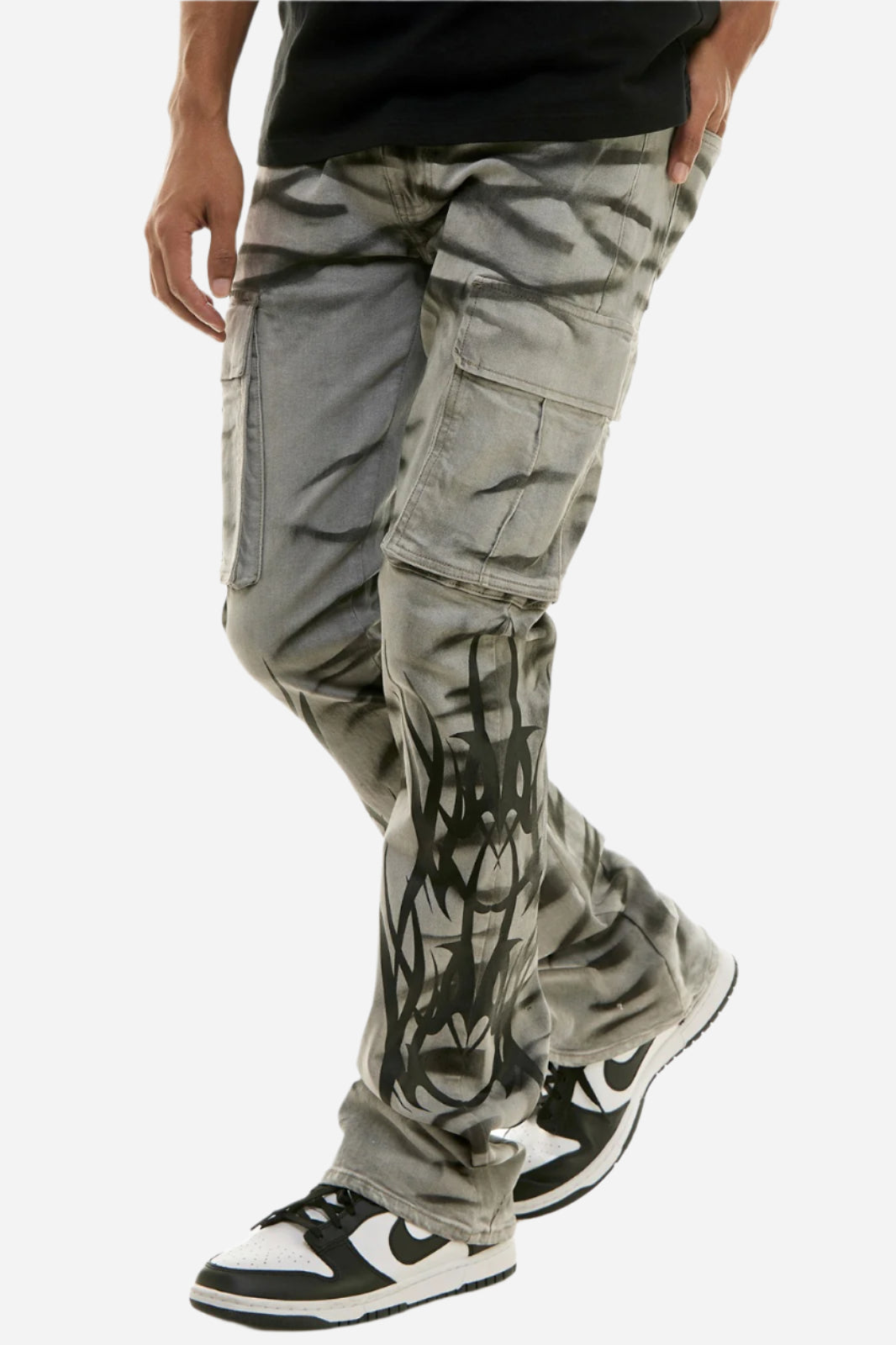Grey Tribal Cargo Jeans