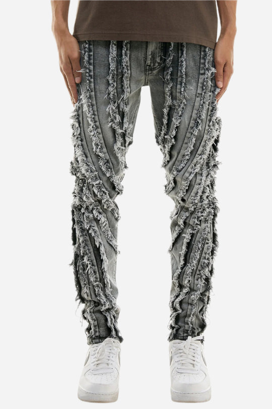 M Grey Raw Edge Skinny Jeans - Skinny Fit