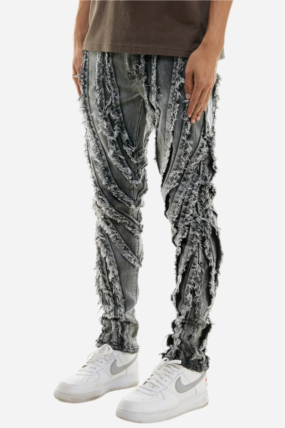 M Grey Raw Edge Skinny Jeans - Skinny Fit