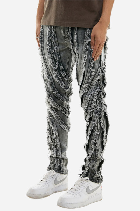 M Grey Raw Edge Skinny Jeans - Skinny Fit