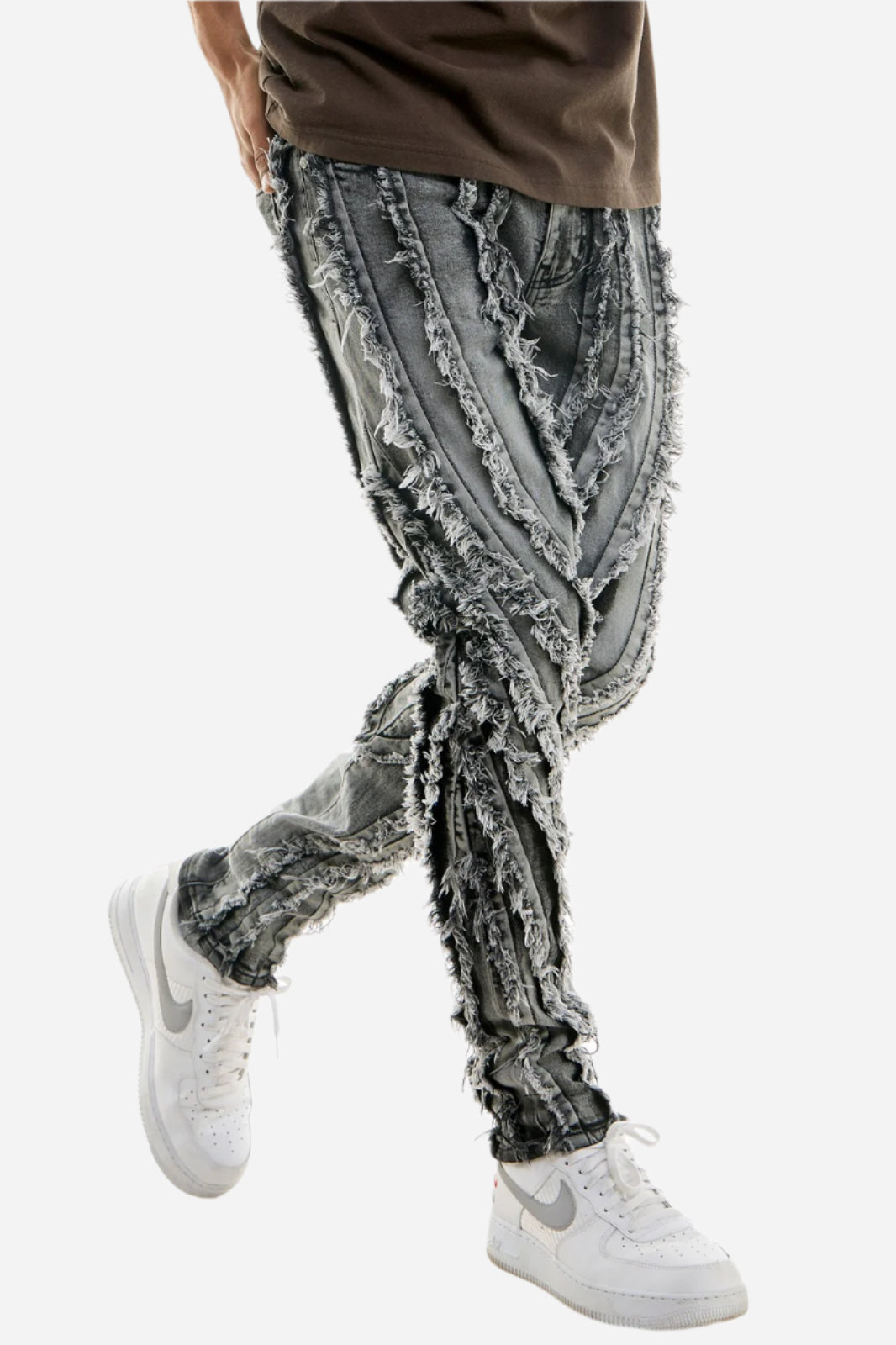 M Grey Raw Edge Skinny Jeans - Skinny Fit