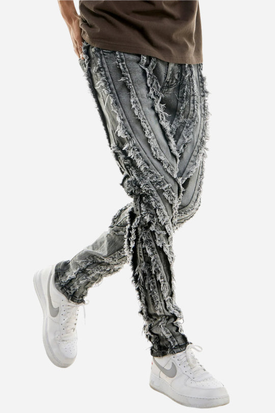 M Grey Raw Edge Skinny Jeans - Skinny Fit