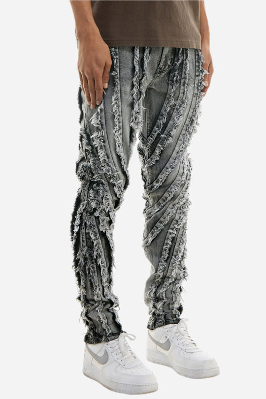 M Grey Raw Edge Skinny Jeans - Skinny Fit
