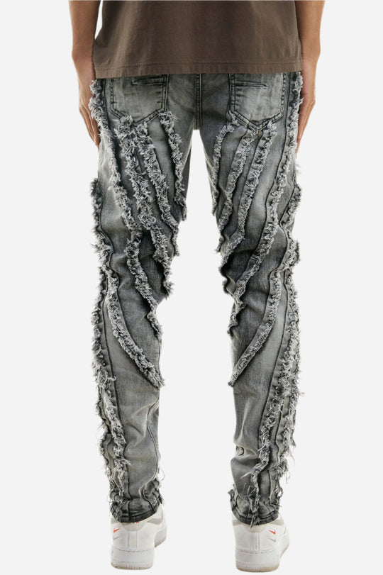 M Grey Raw Edge Skinny Jeans - Skinny Fit