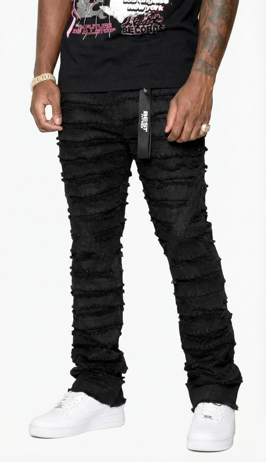 Men’s Stacked Jeans – Urban Edge Distressed Baggy Jeans
