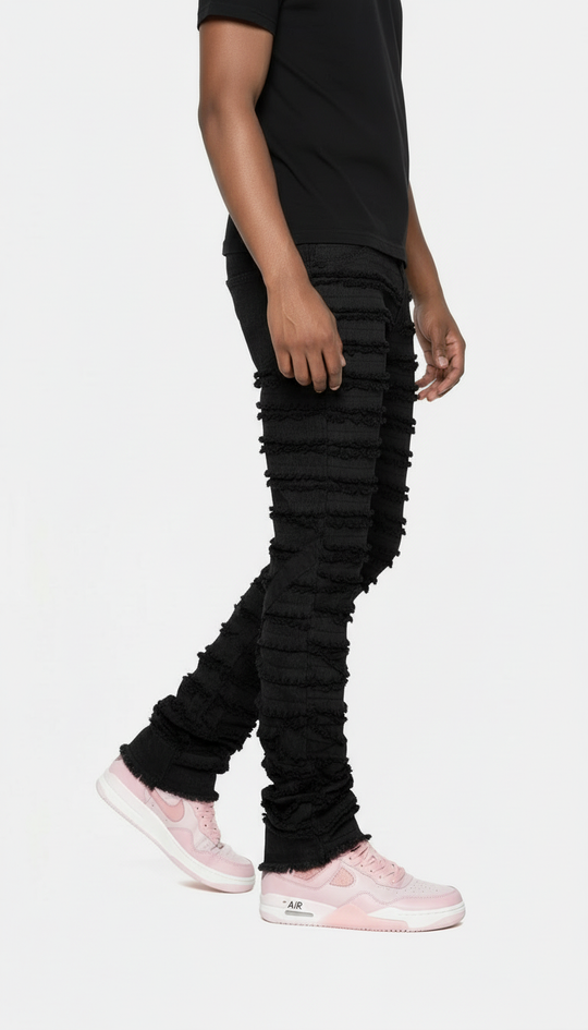 Men’s Stacked Jeans – Urban Edge Distressed Baggy Jeans