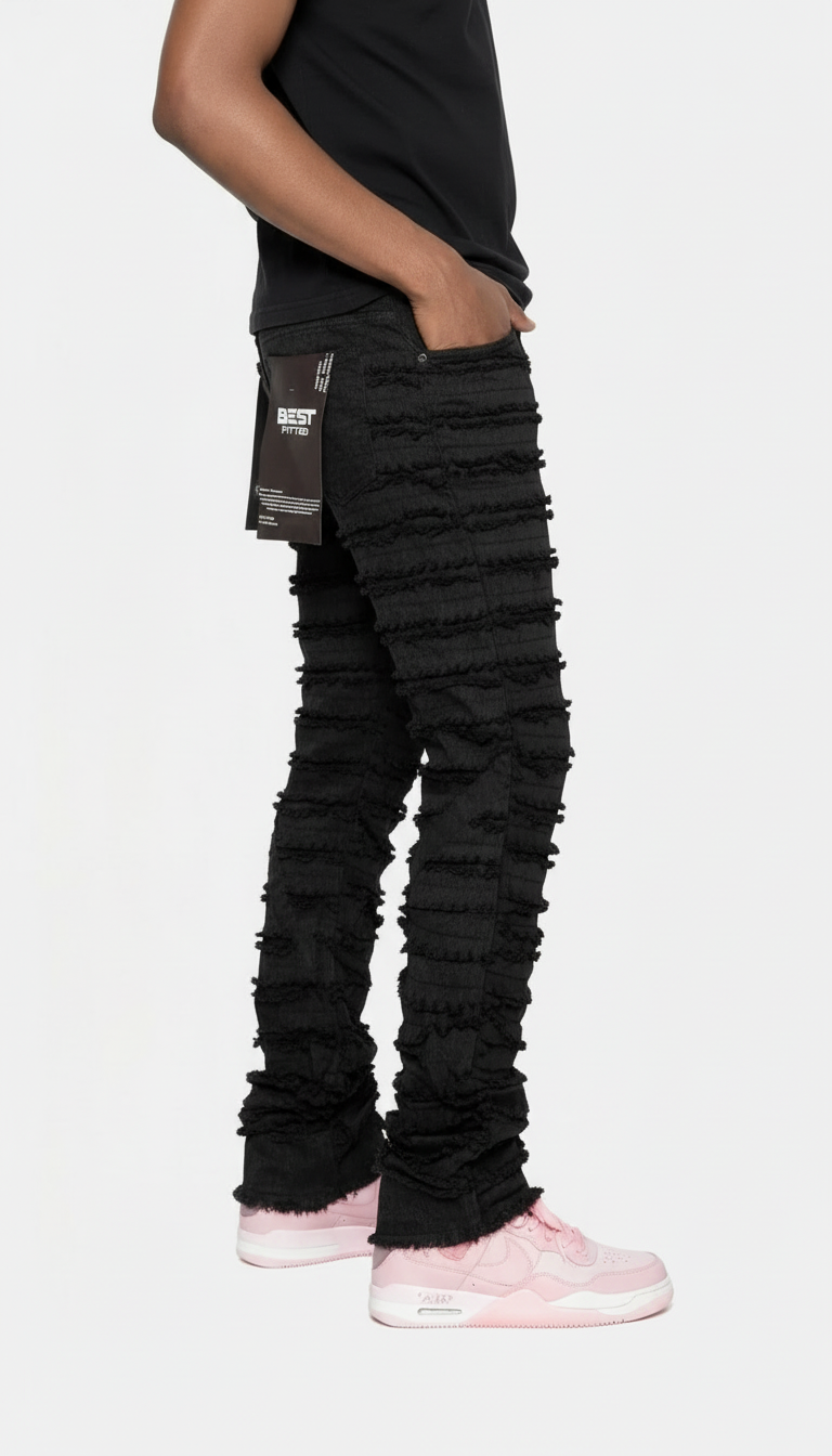 Men’s Stacked Jeans – Urban Edge Distressed Baggy Jeans