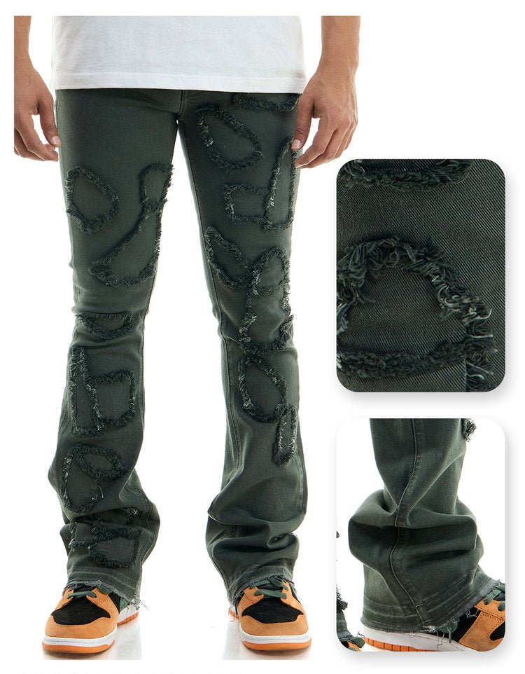 Charcoal Alligator Skinny Flare Pant - Stacked Flare Fit