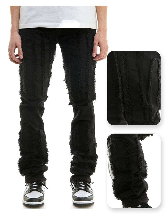 Black Vintage Panel Stacked Pants