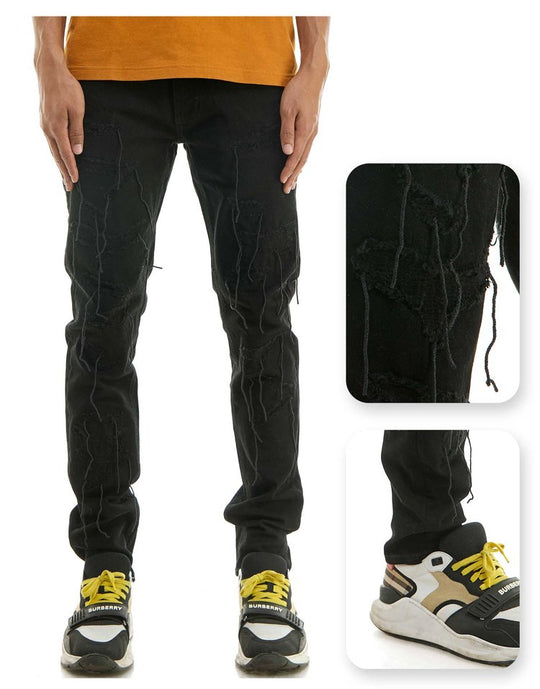 Black Hanging Weft Skinny Pants