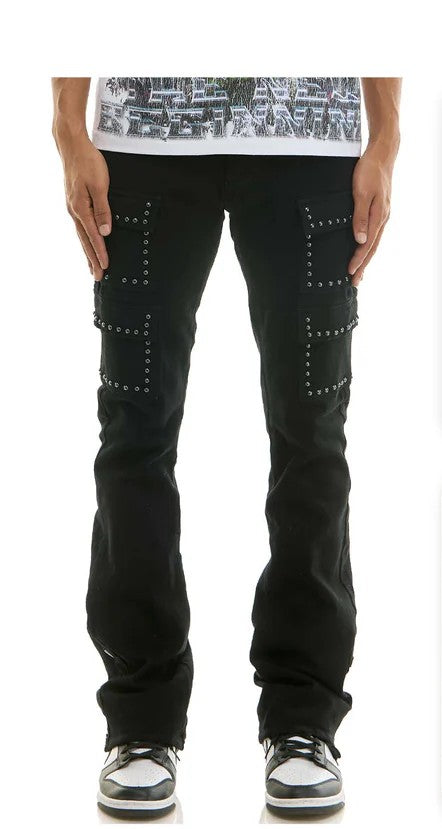 BLACK STUDDED FLARE CARGO
