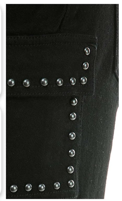 BLACK STUDDED FLARE CARGO