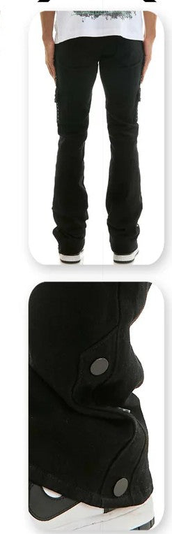 BLACK STUDDED FLARE CARGO