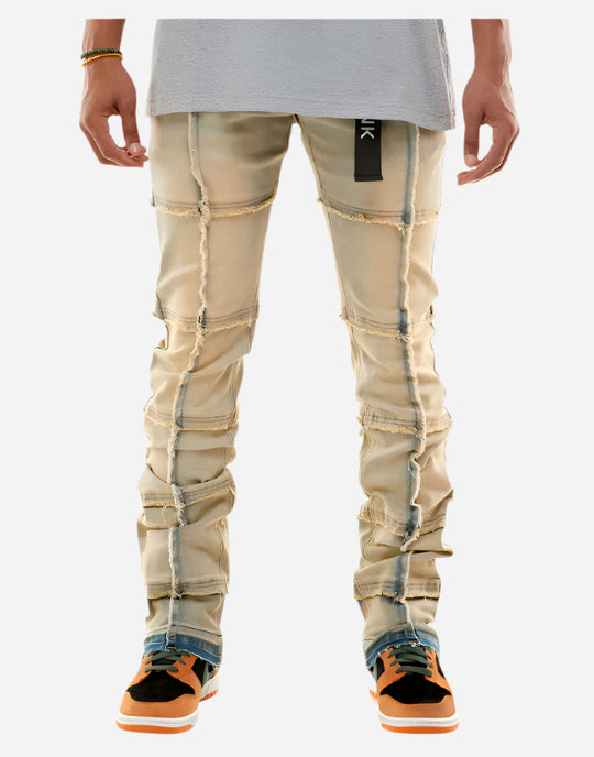 Tinted Blue Stacked Cut & Sew Jeans