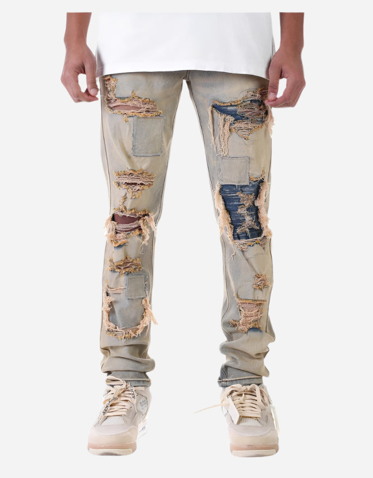 Tinted Blue Ripped Jeans - Ripped Jeans