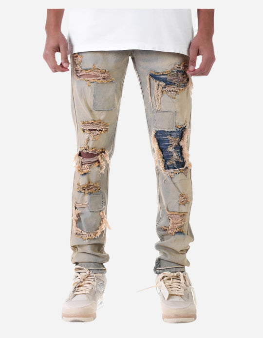 Tinted Blue Ripped Jeans - Ripped Jeans