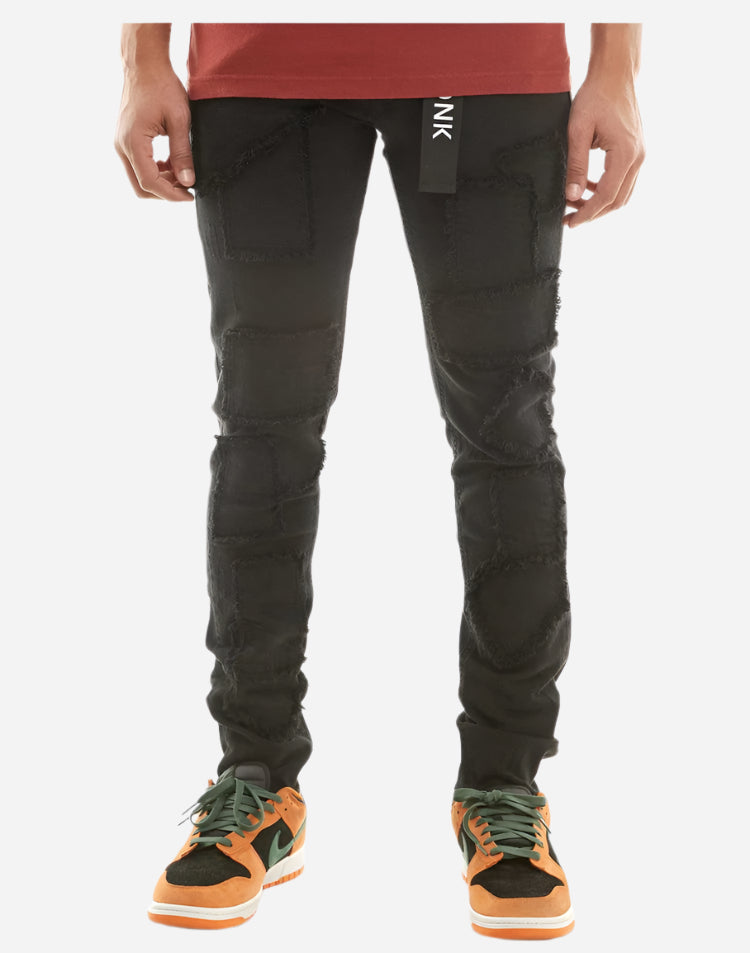 Black Patch Work Jeans - Skinny Fit
