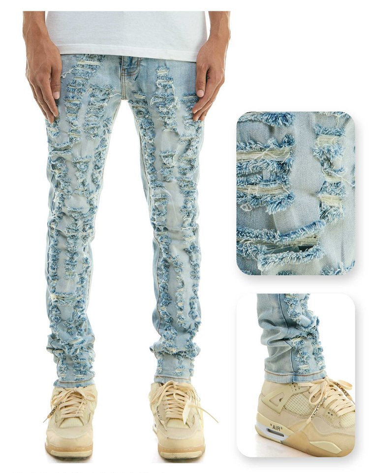 Blue Distressed Skinny Jeans - Skinny Fit