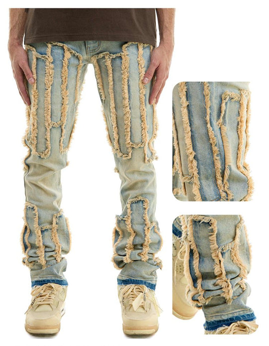 Blue Vintage Panel Stacked Jeans - Stacked Fit
