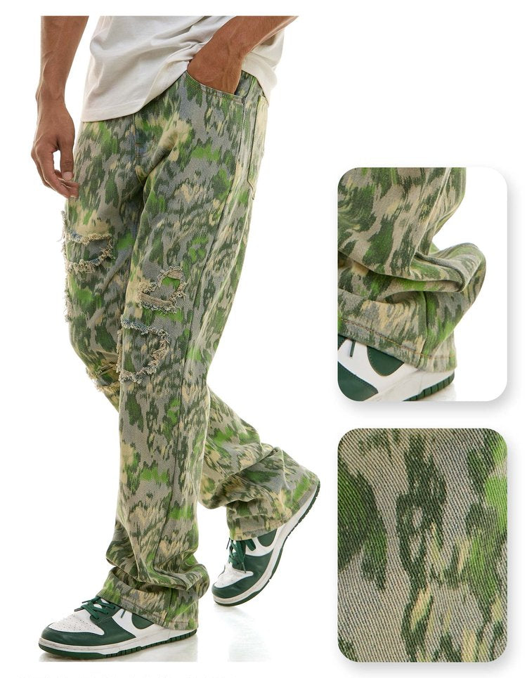 Camo(Washed)Forest Slim Flare Jeans - Slim Flare Fit