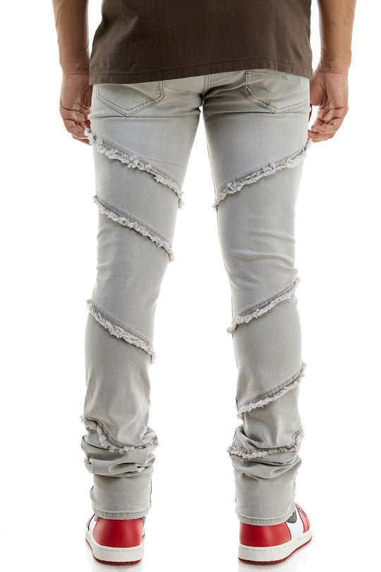 LT Grey Diagonal Cut Jeans - Stacked Skinny Fit