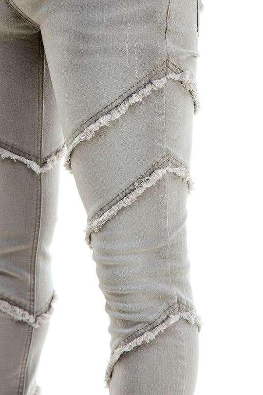 LT Grey Diagonal Cut Jeans - Stacked Skinny Fit