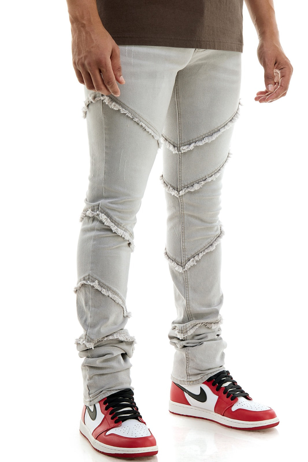 LT Grey Diagonal Cut Jeans - Stacked Skinny Fit