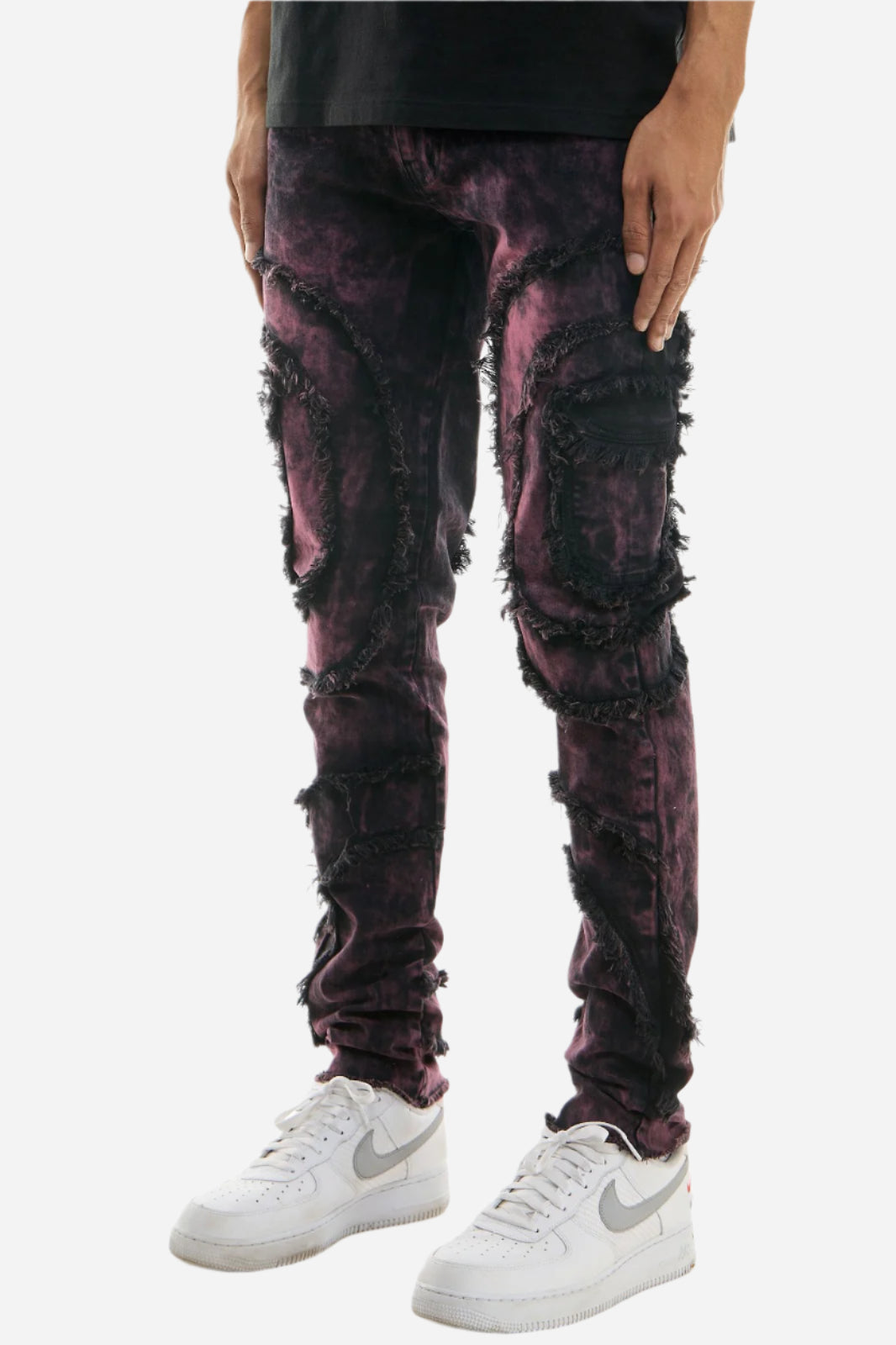 Maroon Cargo Patch Skinny Jeans - Skinny Fit