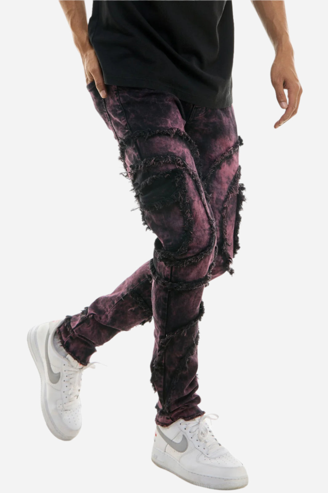 Maroon Cargo Patch Skinny Jeans - Skinny Fit