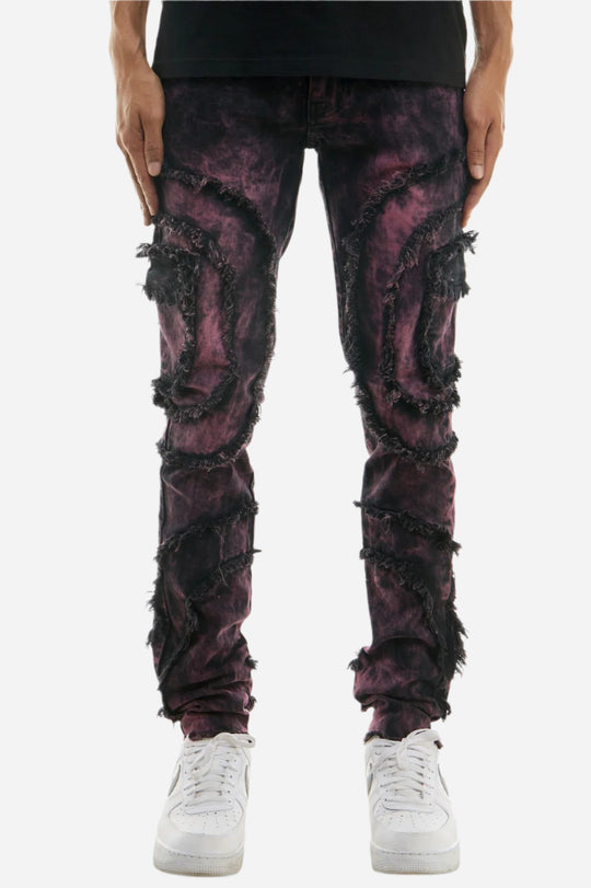 Maroon Cargo Patch Skinny Jeans - Skinny Fit