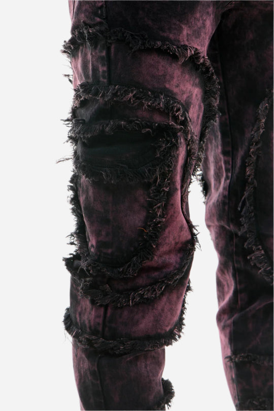 Maroon Cargo Patch Skinny Jeans - Skinny Fit