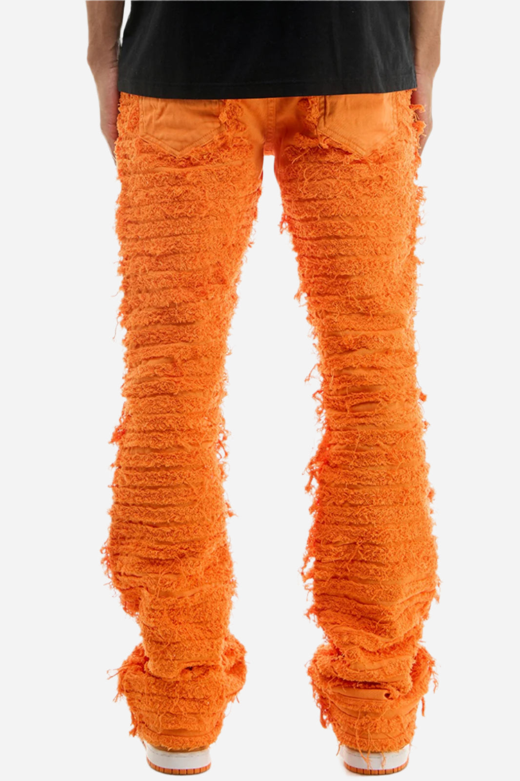 Men’s Orange Stacked Ruched Jeans