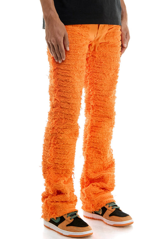 Men’s Orange Stacked Ruched Jeans