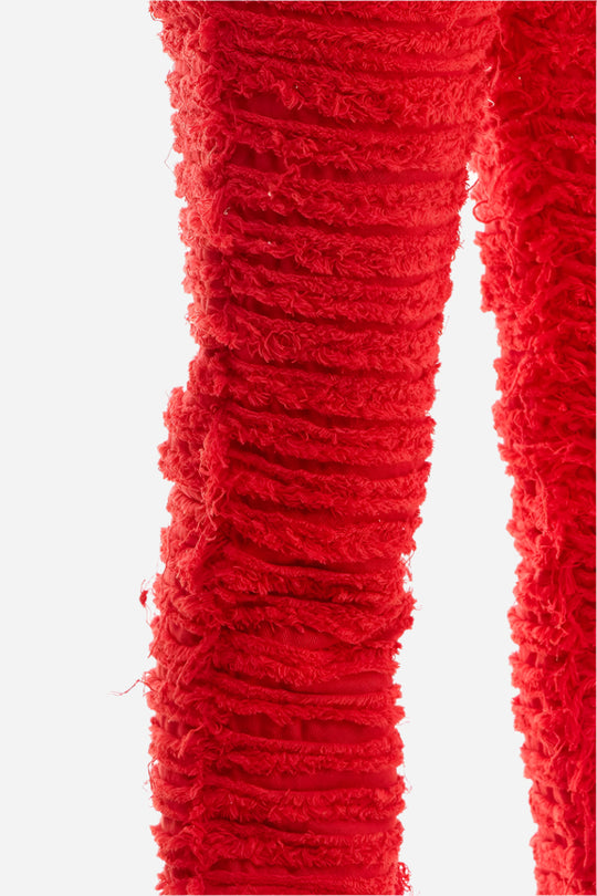 Men’s Red Stacked Ruched Jeans