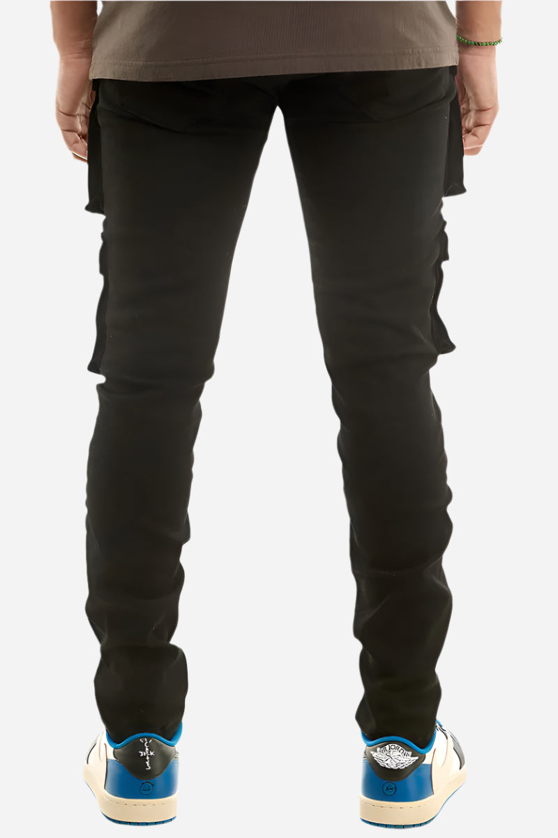 Snap Cargo Pants - Skinny Black