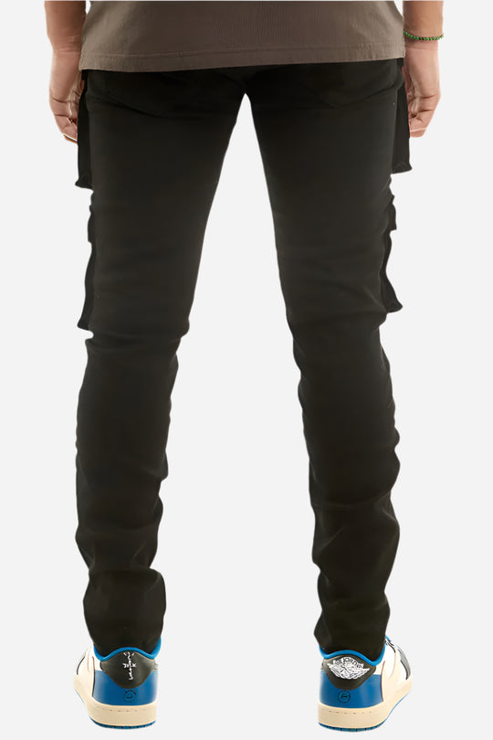 Snap Cargo Pants - Skinny Black