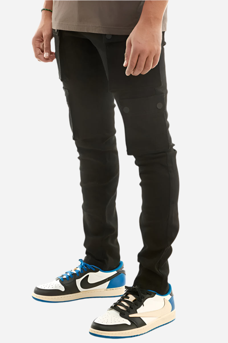 Snap Cargo Pants - Skinny Black