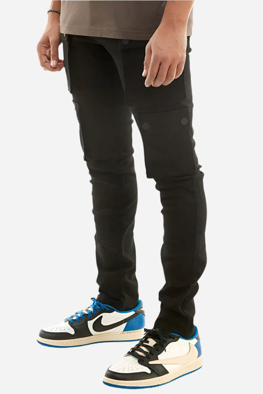 Snap Cargo Pants - Skinny Black