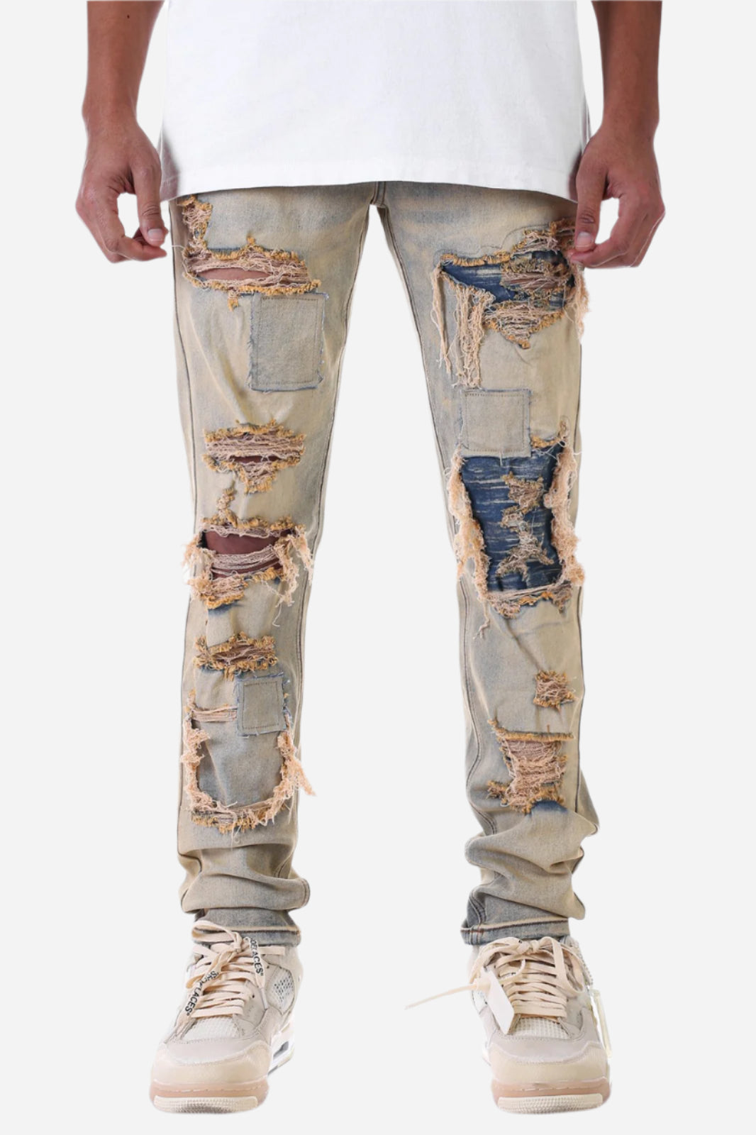 Tinted Blue Ripped Jeans - Ripped Jeans